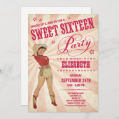 女性のカーボーイスイート16パーティの招待状 招待状 (正面/裏面)