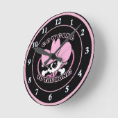 女性のカーボーイスカル ラウンド壁時計 (傾斜)