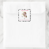 女性のカーボーイスクエアステッカーラベル誕生日優先 スクエアシール (バッグ)