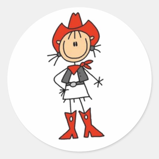 女性のカーボーイスティック図 ラウンドシール (正面)