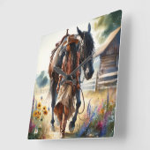 女性のカーボーイスピリットウェスタン スクエア壁時計 (傾斜)