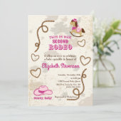 女性のカーボーイセカンドロデオハウディベビーシャワースプリンクル 招待状 (スタンド正面)