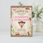 女性のカーボーイセカンドロデオ女の子の誕生日の招待。 招待状 (スタンド正面)
