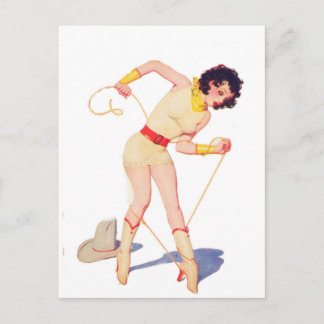 女性のカーボーイタイシュー ポストカード