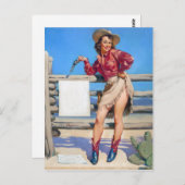 女性のカーボーイターゲットの練習のピンアップ ポストカード (正面/裏面)