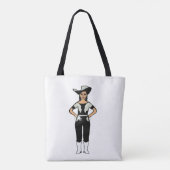 女性のカーボーイダンサートートブラックシルバーフリンジB トートバッグ (裏面)