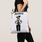 女性のカーボーイダンサートートブラックシルバーフリンジB トートバッグ (クローズアップ)