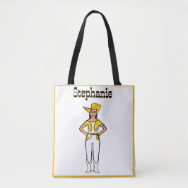 女性のカーボーイダンサートートホワイトイエローフリンジB トートバッグ