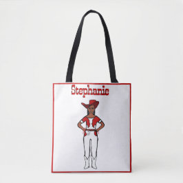 女性のカーボーイダンサートートホワイトレッドフリンジA トートバッグ