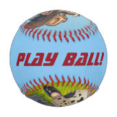 女性のカーボーイティッピングザカウボーイハットイラストレーション 野球ボール (裏面)