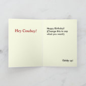 女性のカーボーイティッピングハーカウボーイハットイラストレーション カード (内部)