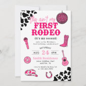 女性のカーボーイディスコアインマイファーストロデオ誕生日 招待状 (正面)
