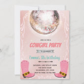 女性のカーボーイディスコダンステーマパーティーの招待 招待状 (正面)