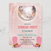 女性のカーボーイディスコダンステーマパーティーの招待 招待状 (正面/裏面)