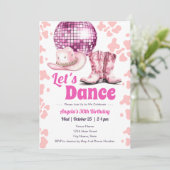 女性のカーボーイディスコダンスパーティー大人誕生日 招待状 (スタンド正面)