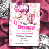 女性のカーボーイディスコダンスパーティー大人誕生日 招待状