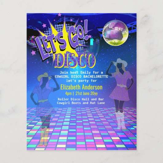 女性のカーボーイディスコバチェロレッテレッツラストライドロデオ チラシ (正面)