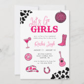 女性のカーボーイディスコバチェロレッテ招待状 招待状 (正面)