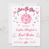 女性のカーボーイディスコバチェロレッテ週末の日程 招待状 (正面)