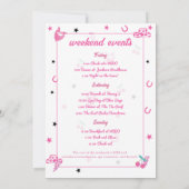 女性のカーボーイディスコバチェロレッテ週末の日程 招待状 (裏面)