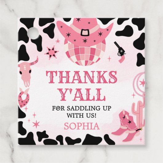 女性のカーボーイディスコバースデーパーティースクエア フェイバータグ (正面)