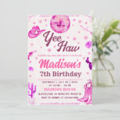 女性のカーボーイディスコパーティー編集可能招待状 招待状 (スタンド正面)