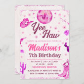 女性のカーボーイディスコパーティー編集可能招待状 招待状 (正面/裏面)