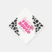 女性のカーボーイディスコピンクファーストロデオ スタンダードカクテルナプキン (角)