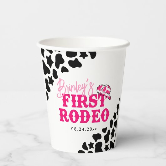 女性のカーボーイディスコピンクファーストロデオ 紙コップ (裏面)