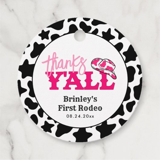 女性のカーボーイディスコピンクファースト感謝していロデオY'all フェイバータグ (裏面)