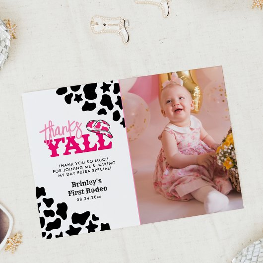 女性のカーボーイディスコピンクファースト感謝していロデオY'all 招待状