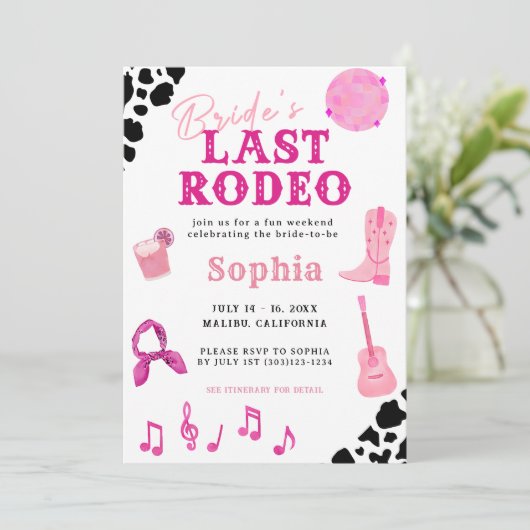 女性のカーボーイディスコラストロデオバチェロレッテ招待状 招待状 (スタンド正面)