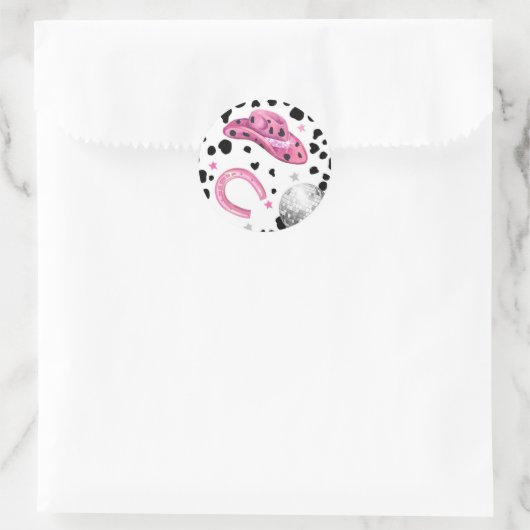 女性のカーボーイディスコロデオシャワー誕生日カップケーキ ラウンドシール (バッグ)