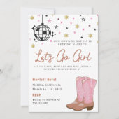 女性のカーボーイディスコロデオバチェロレッテ週末 招待状 (正面)