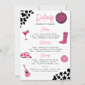 女性のカーボーイディスコ最後のライドバチェロレッテ週末の招待 招待状 (裏面)