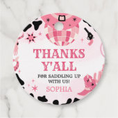 女性のカーボーイディスコ誕生日パーティーラウンド フェイバータグ (正面)