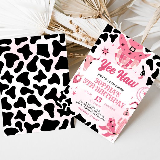 女性のカーボーイディスコ誕生日パーティー 招待状