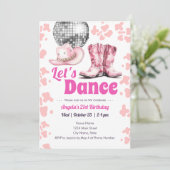 女性のカーボーイディスコ21th誕生日ピンクダンス 招待状 (スタンド正面)