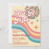 女性のカーボーイディスコ70のレトロバチェロレッテ週末 招待状 (正面)