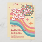 女性のカーボーイディスコ70のレトロバチェロレッテ週末 招待状 (正面/裏面)