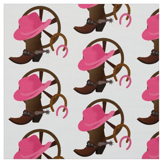 女性のカーボーイデザイン白 ファブリック (見本)