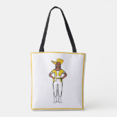 女性のカーボーイトートホワイトイエローフリンジA トートバッグ (裏面)