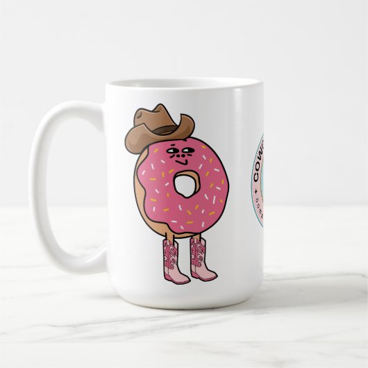 女性のカーボーイドーナツおもしろいピンクの散水器 コーヒーマグカップ (左)