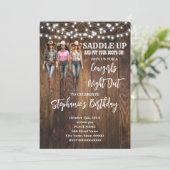 女性のカーボーイナイトアウトウエスタンカントリー誕生日 招待状 (スタンド正面)