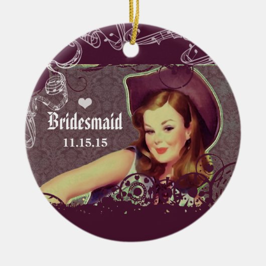 女性のカーボーイナス花嫁クリスマスオーナメント セラミックオーナメント (正面)