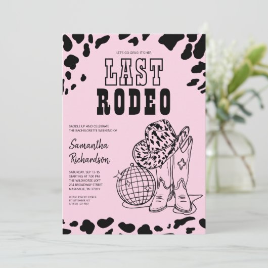 女性のカーボーイナッシュビルピンクバチェロレッテ週末 招待状 (スタンド正面)