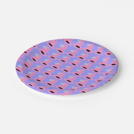 女性のカーボーイハットバースデーパーティー ペーパープレート (アングル)