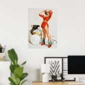 女性のカーボーイハットピン ポスター (ホームオフィス)