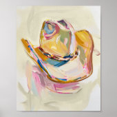 女性のカーボーイハッ絵を描ズデコールウェスタンランチパステル ポスター (正面)