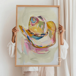 女性のカーボーイハッ絵を描ズデコールウェスタンランチパステル ポスター